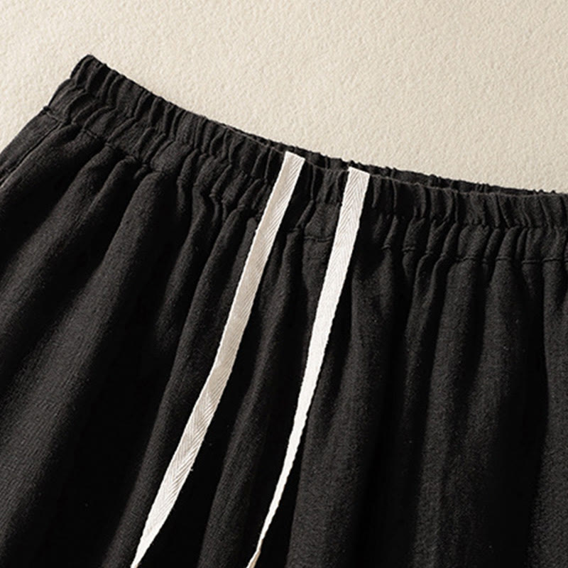 Breathable Cotton Cropped Wide-Leg Meditation Pants