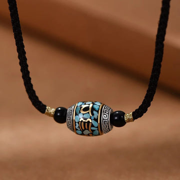 Tibet Om Mani Padme Hum Dzi Bead Pattern Protection Rotatable Necklace Pendant