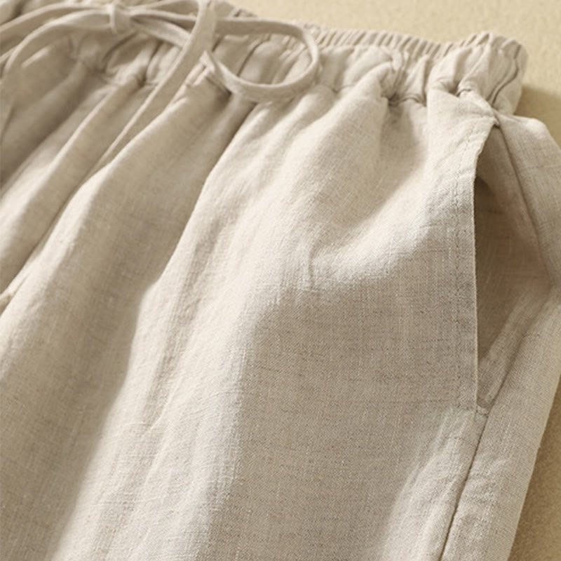 Breathable Cotton Linen Cropped Harem Meditation Pants