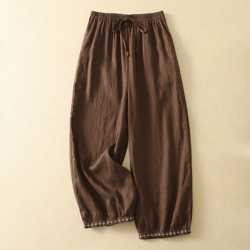 Breathable Cotton Linen Cropped Harem Meditation Pants