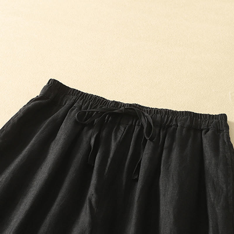 Breathable Cotton Linen Cropped Harem Meditation Pants