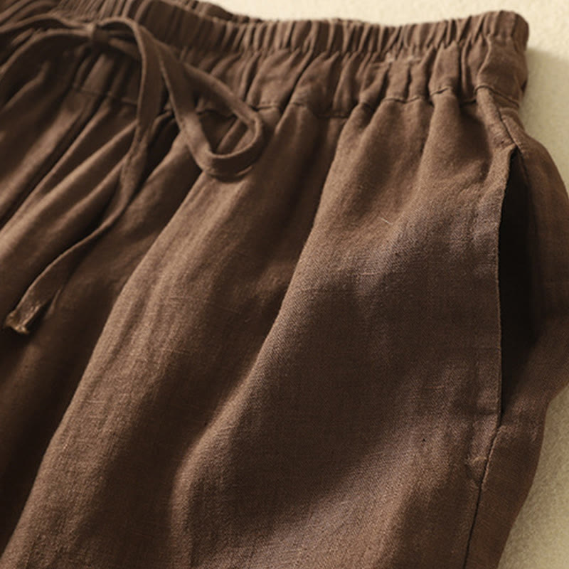 Breathable Cotton Linen Cropped Harem Meditation Pants