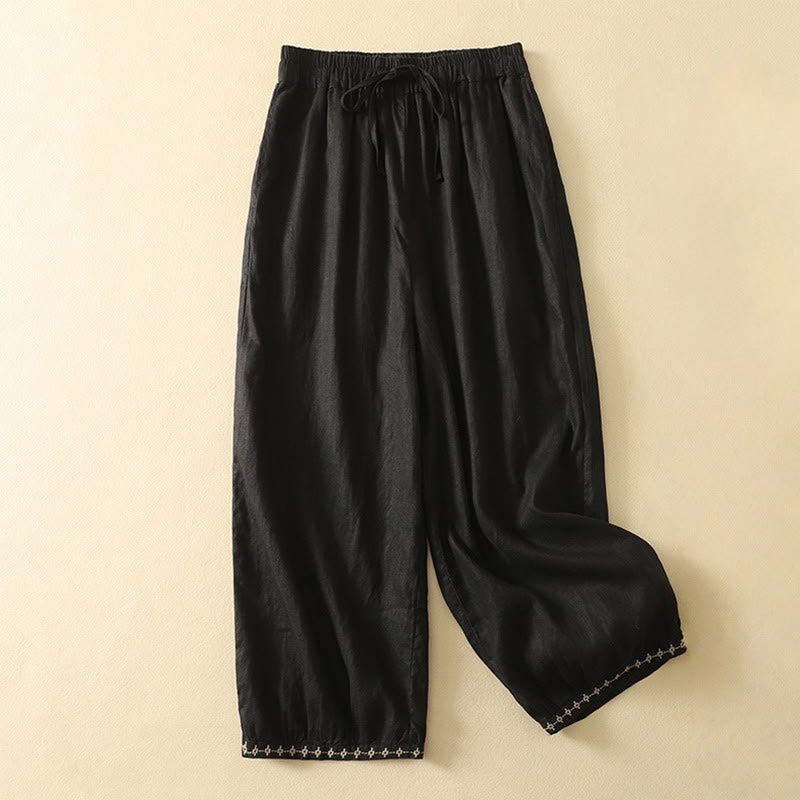 Breathable Cotton Linen Cropped Harem Meditation Pants