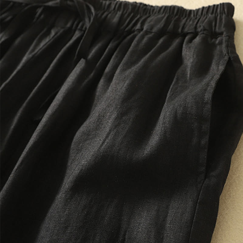 Breathable Cotton Linen Cropped Harem Meditation Pants