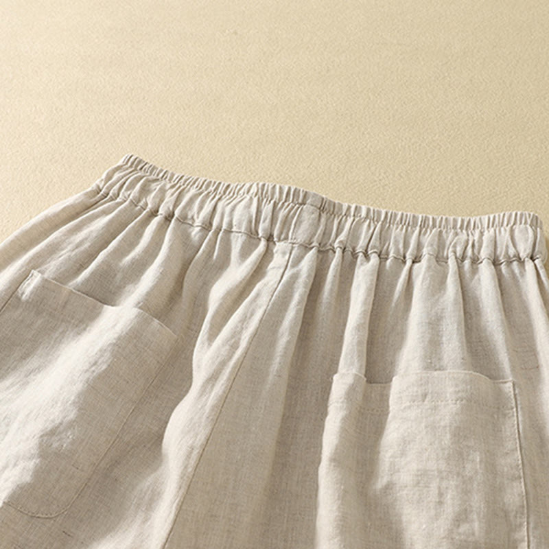 Breathable Cotton Linen Cropped Harem Meditation Pants
