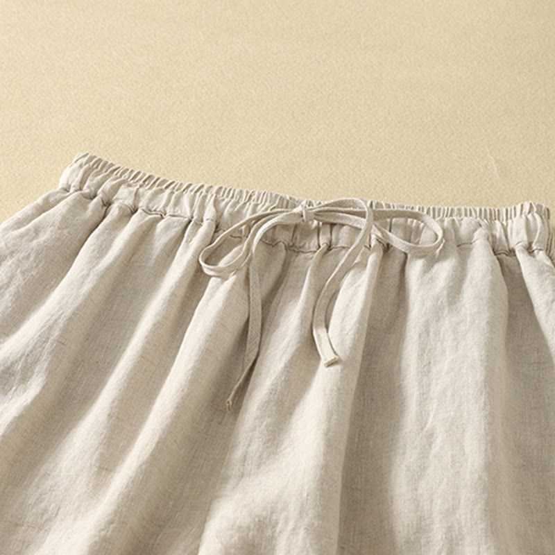 Breathable Cotton Linen Cropped Harem Meditation Pants