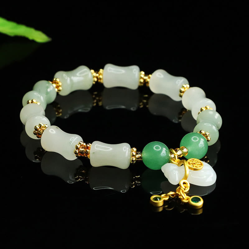 Natural Tianshan Jade Fu Character Money Bag Pattern Prosperity Bracelet