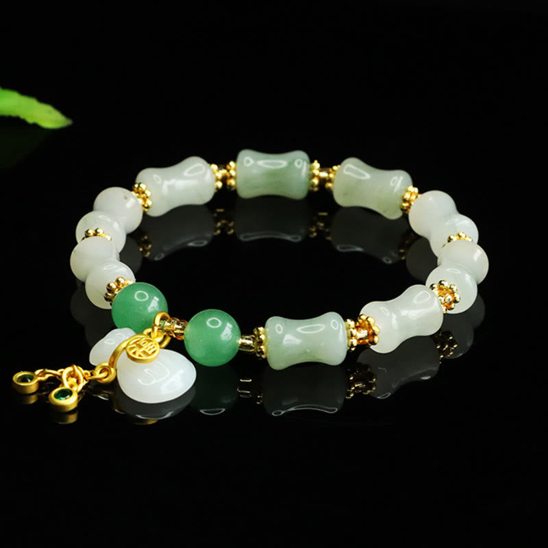 Natural Tianshan Jade Fu Character Money Bag Pattern Prosperity Bracelet