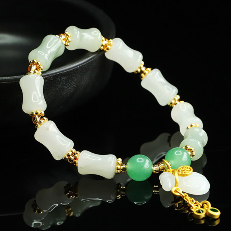 Natural Tianshan Jade Fu Character Money Bag Pattern Prosperity Bracelet
