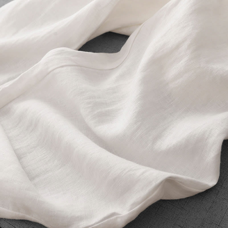 Casual High Waist Ruffled Drawstring Design Women's Wide Leg Cotton Pants With Pockets