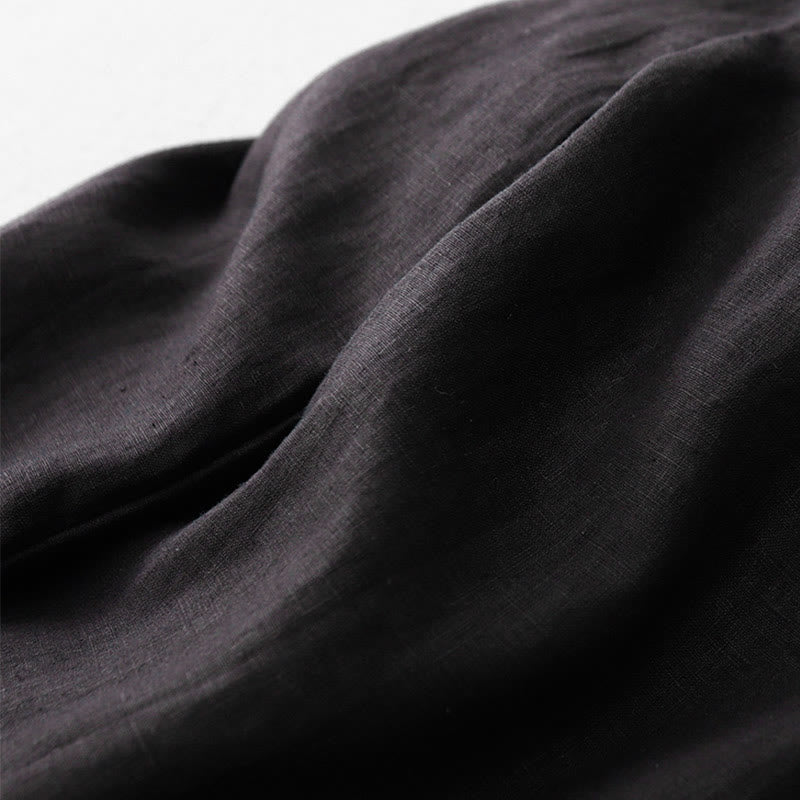 Casual High Waist Ruffled Drawstring Design Women's Wide Leg Cotton Pants With Pockets