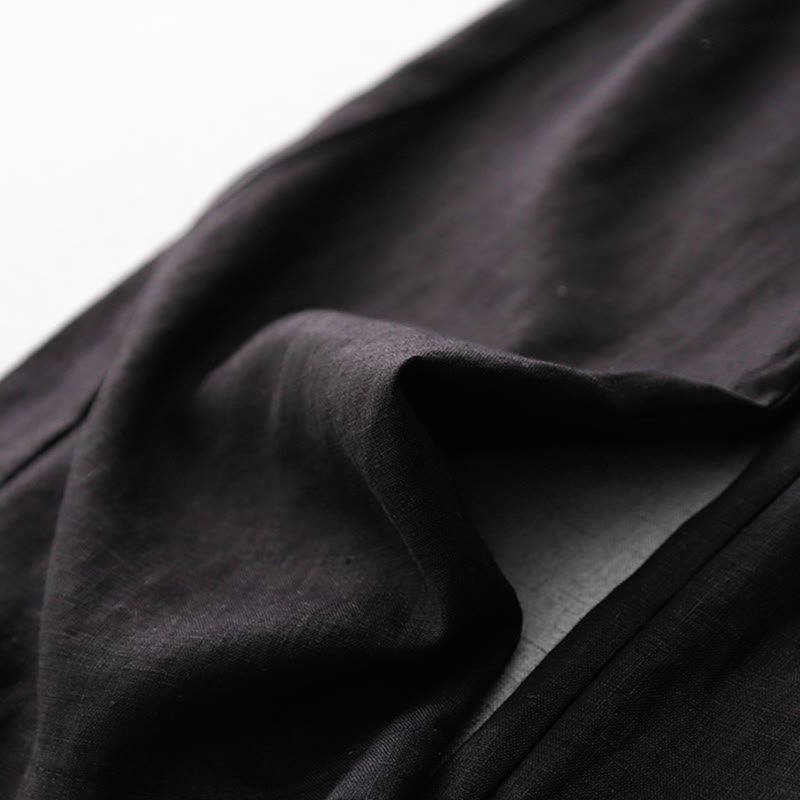 Casual High Waist Ruffled Drawstring Design Women's Wide Leg Cotton Pants With Pockets