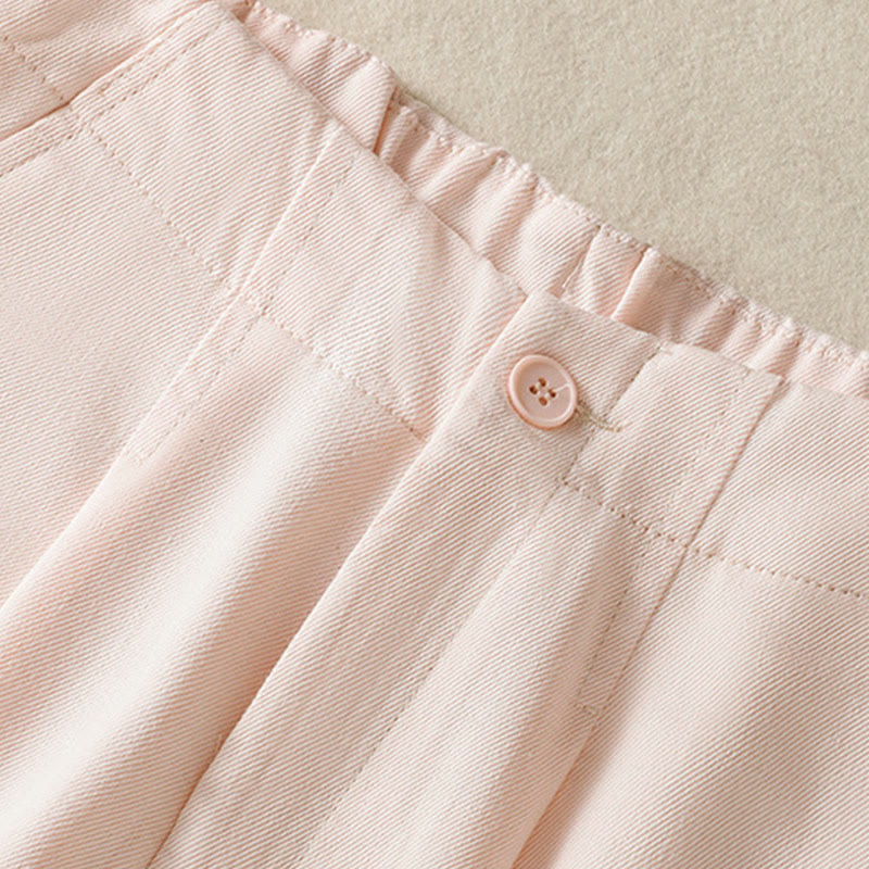 Casual Lace Patchwork Design High Waist Women's Wide Leg Ankle-Length Pants With Pockets Zipper