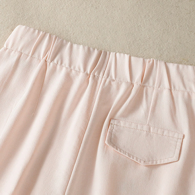 Casual Lace Patchwork Design High Waist Women's Wide Leg Ankle-Length Pants With Pockets Zipper