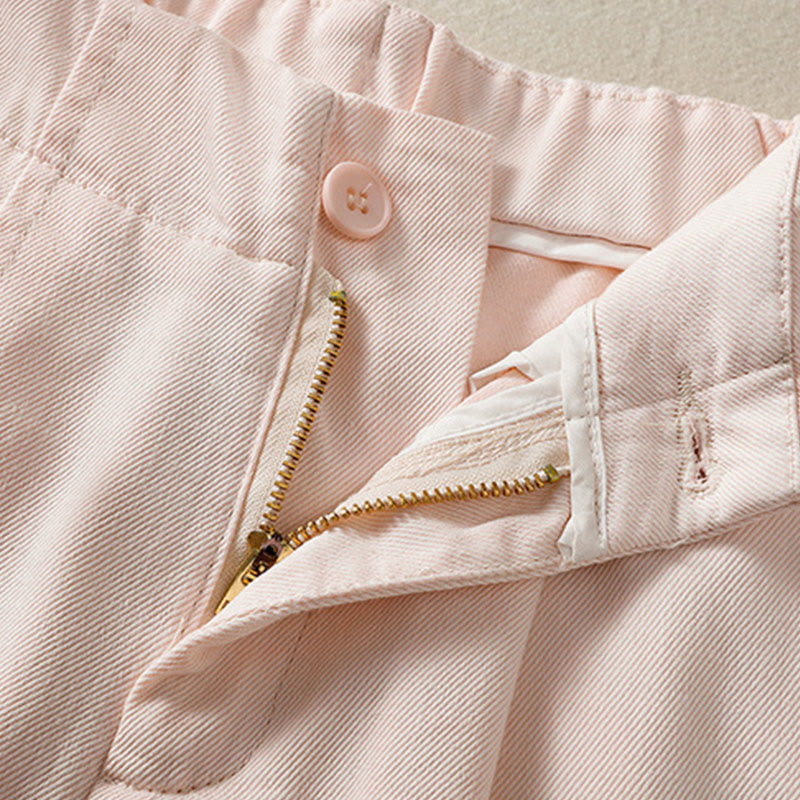 Casual Lace Patchwork Design High Waist Women's Wide Leg Ankle-Length Pants With Pockets Zipper