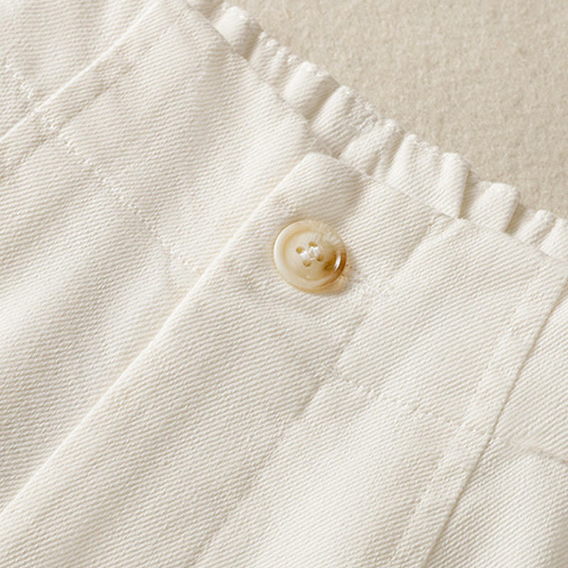 Casual Lace Patchwork Design High Waist Women's Wide Leg Ankle-Length Pants With Pockets Zipper