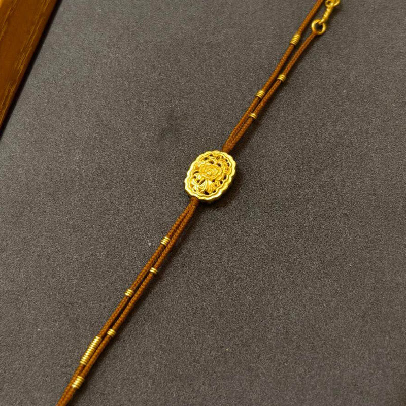 Handmade Gold Plated Copper Peony Flower String Balance Bracelet