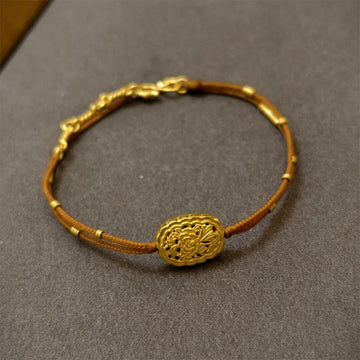 Handmade Gold Plated Copper Peony Flower String Balance Bracelet