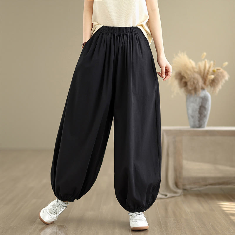 Breathable Cotton Elastic Waist Meditation Bloomer Pants