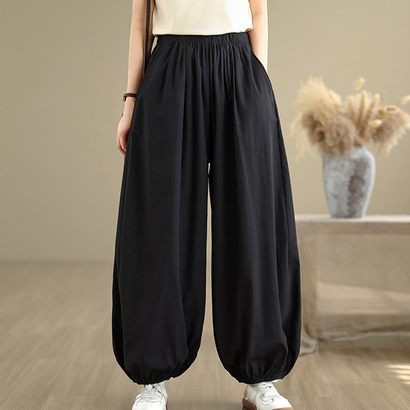 Breathable Cotton Elastic Waist Meditation Bloomer Pants