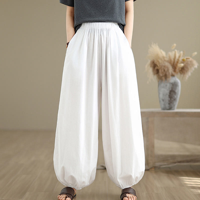 Breathable Cotton Elastic Waist Meditation Bloomer Pants