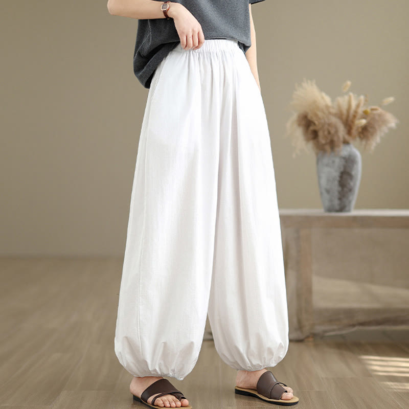 Breathable Cotton Elastic Waist Meditation Bloomer Pants