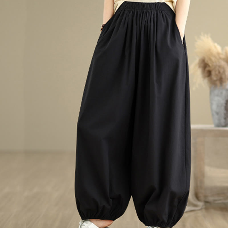 Breathable Cotton Elastic Waist Meditation Bloomer Pants
