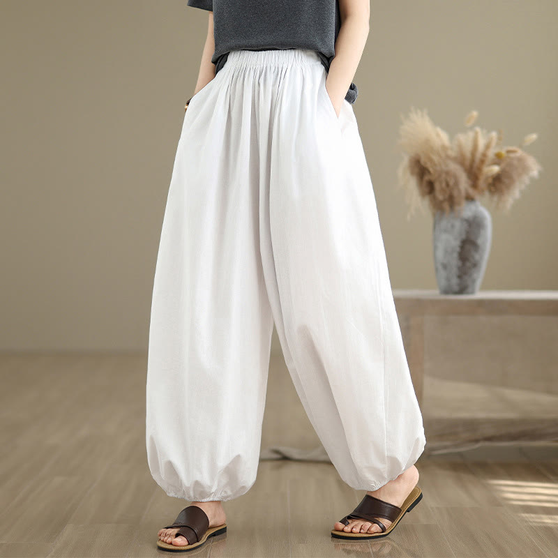 Breathable Cotton Elastic Waist Meditation Bloomer Pants