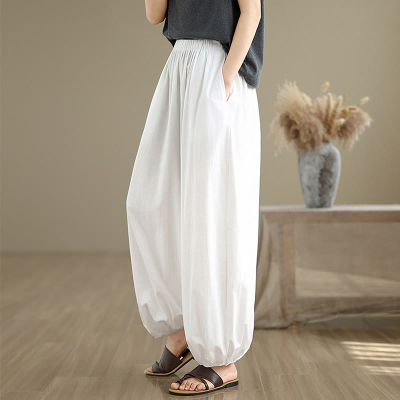 Breathable Cotton Elastic Waist Meditation Bloomer Pants