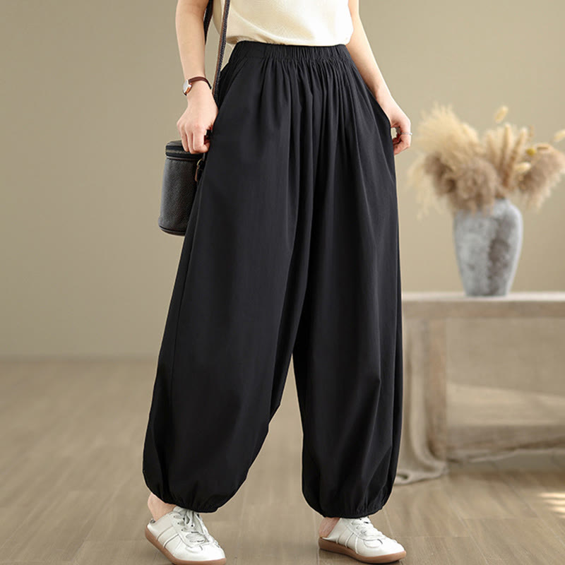 Breathable Cotton Elastic Waist Meditation Bloomer Pants