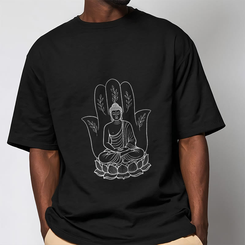 Breathable Cotton Meditating Buddha Graphic Meditation Tee
