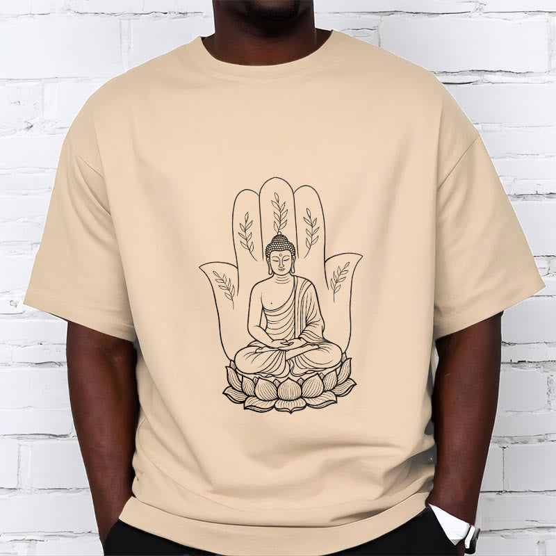 Breathable Cotton Meditating Buddha Graphic Meditation Tee
