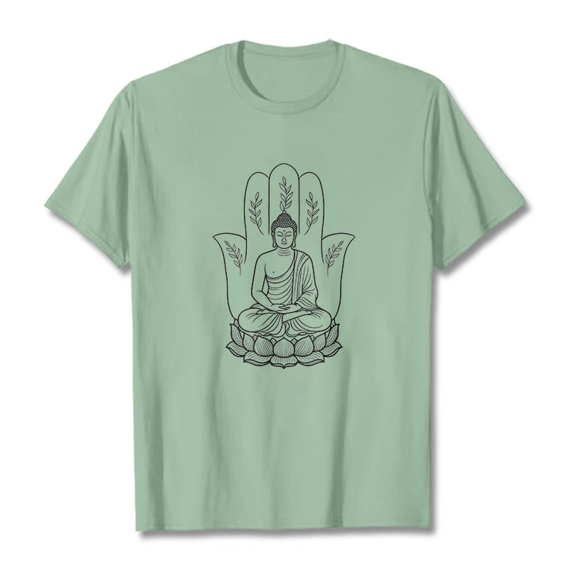 Breathable Cotton Meditating Buddha Graphic Meditation Tee