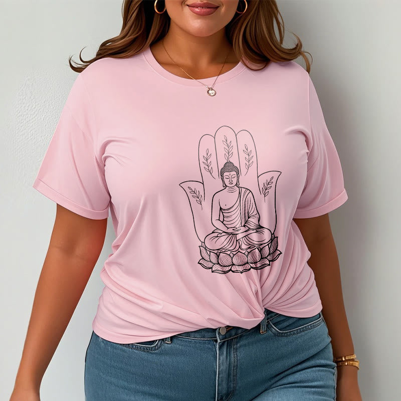 Breathable Cotton Meditating Buddha Graphic Meditation Tee