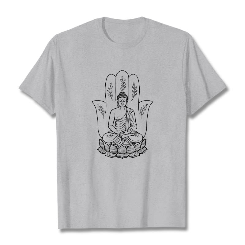 Breathable Cotton Meditating Buddha Graphic Meditation Tee