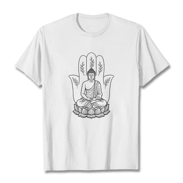 Breathable Cotton Meditating Buddha Graphic Meditation Tee