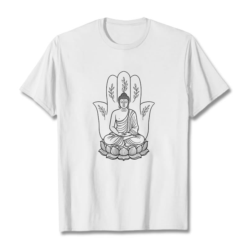 Breathable Cotton Meditating Buddha Graphic Meditation Tee