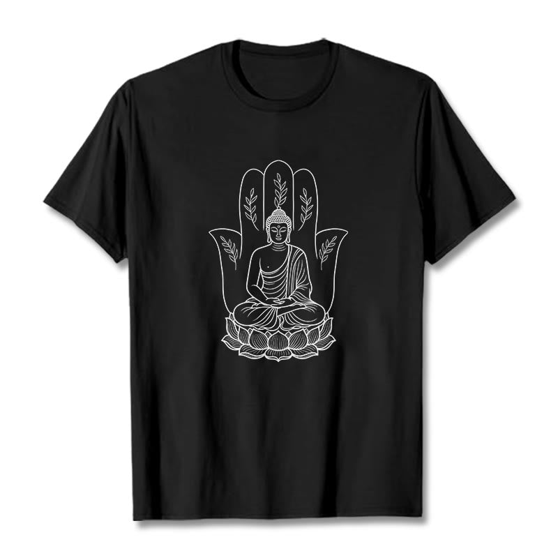Breathable Cotton Meditating Buddha Graphic Meditation Tee