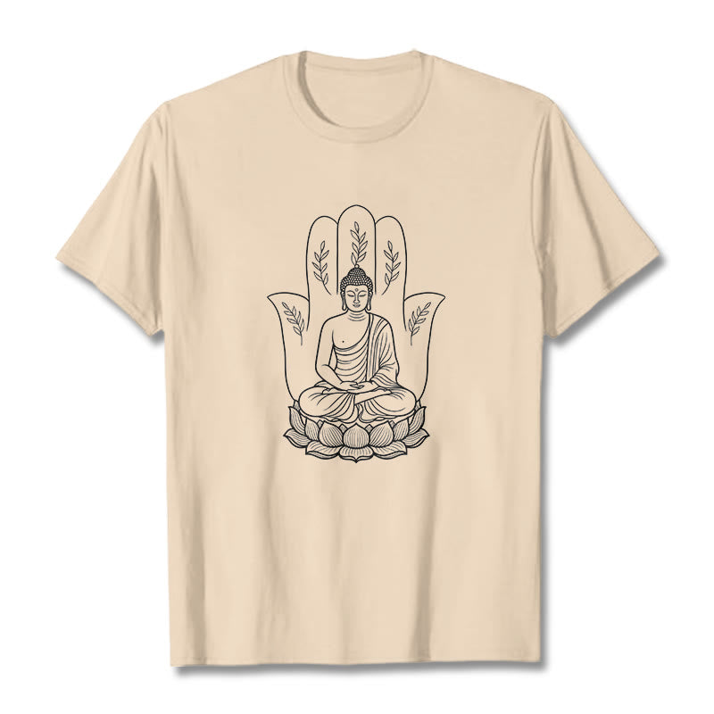 Breathable Cotton Meditating Buddha Graphic Meditation Tee