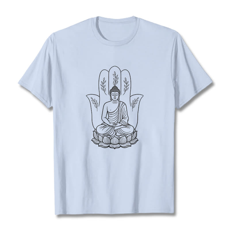 Breathable Cotton Meditating Buddha Graphic Meditation Tee