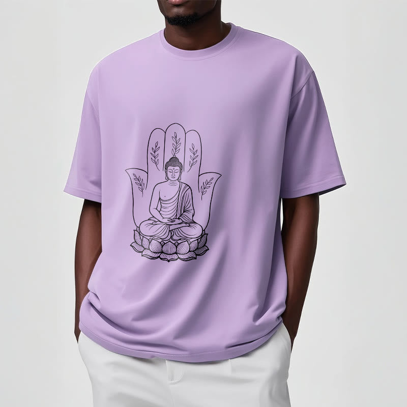 Breathable Cotton Meditating Buddha Graphic Meditation Tee