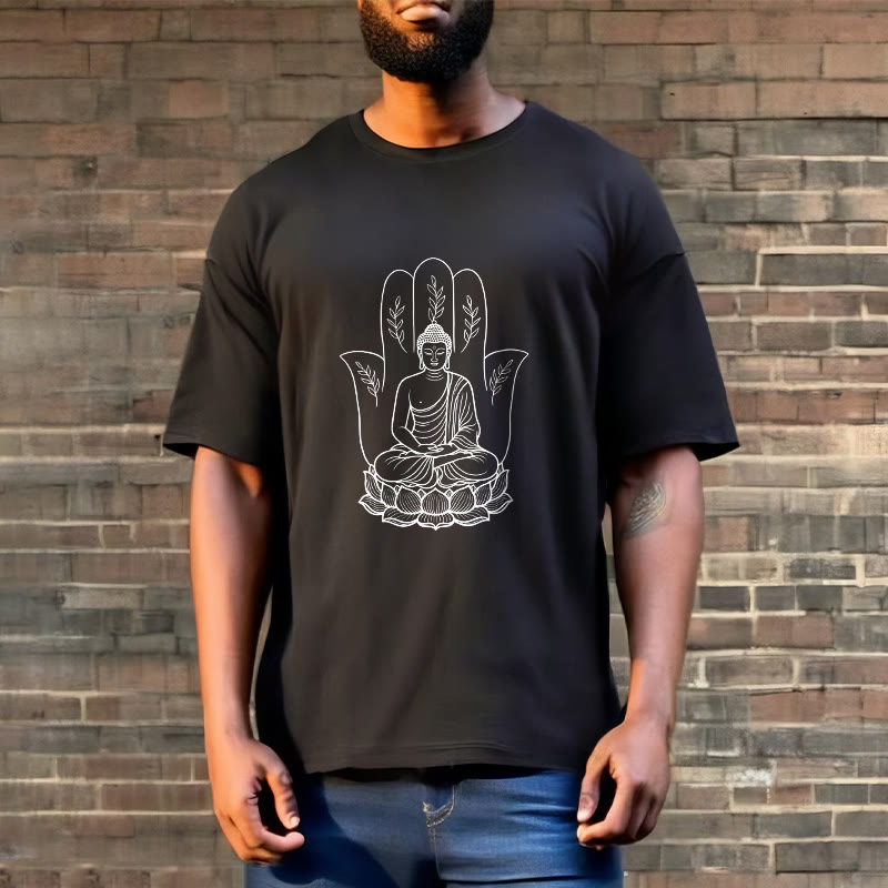 Breathable Cotton Meditating Buddha Graphic Meditation Tee