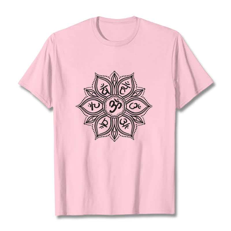 Soft Cotton Crew-Neck Mandala Mantra Meditation T-Shirt