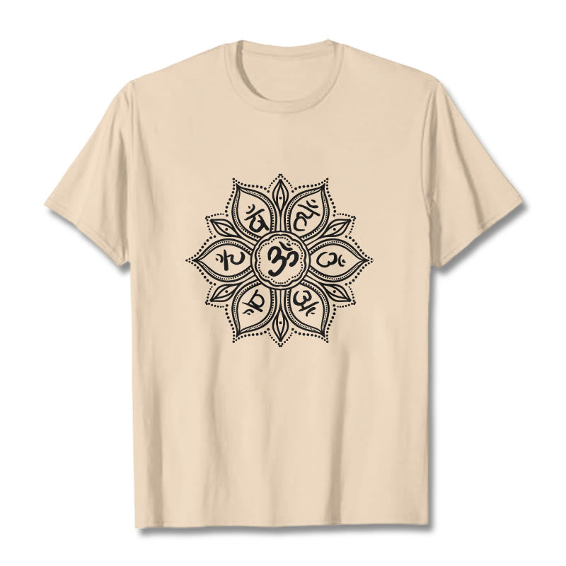 Soft Cotton Crew-Neck Mandala Mantra Meditation T-Shirt