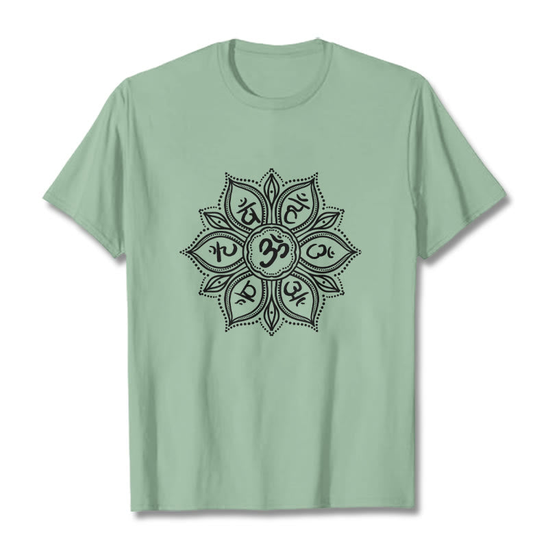 Soft Cotton Crew-Neck Mandala Mantra Meditation T-Shirt