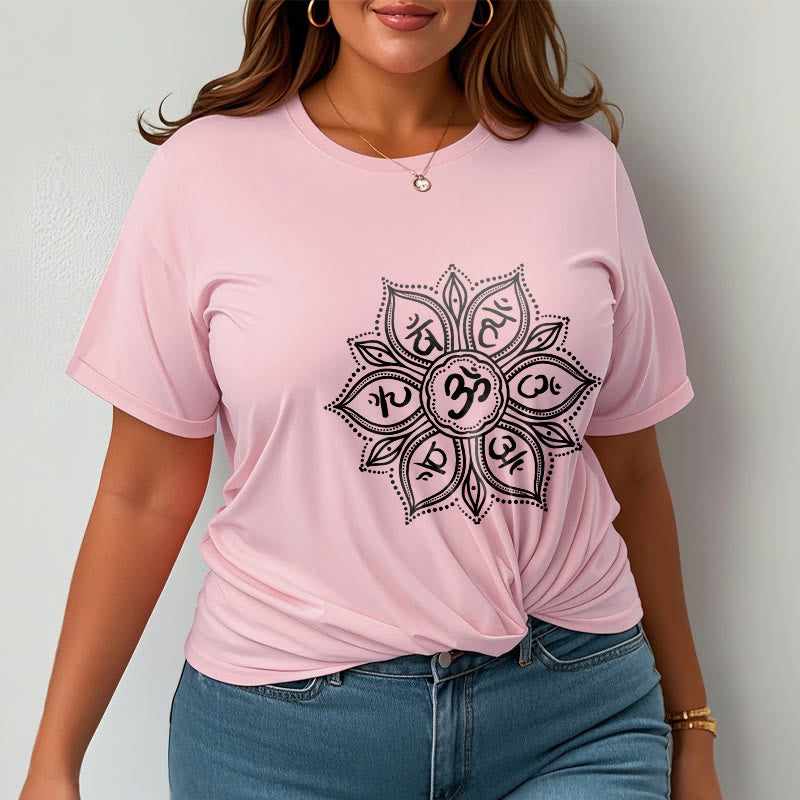 Soft Cotton Crew-Neck Mandala Mantra Meditation T-Shirt