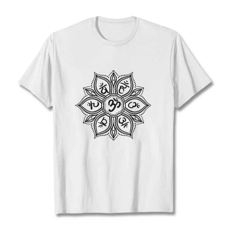Soft Cotton Crew-Neck Mandala Mantra Meditation T-Shirt