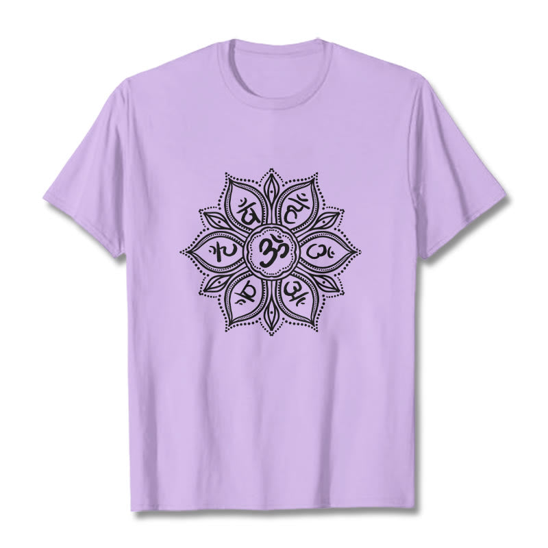 Soft Cotton Crew-Neck Mandala Mantra Meditation T-Shirt