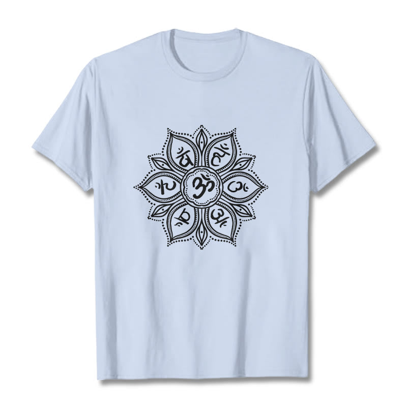 Soft Cotton Crew-Neck Mandala Mantra Meditation T-Shirt