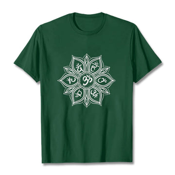 Soft Cotton Crew-Neck Mandala Mantra Meditation T-Shirt